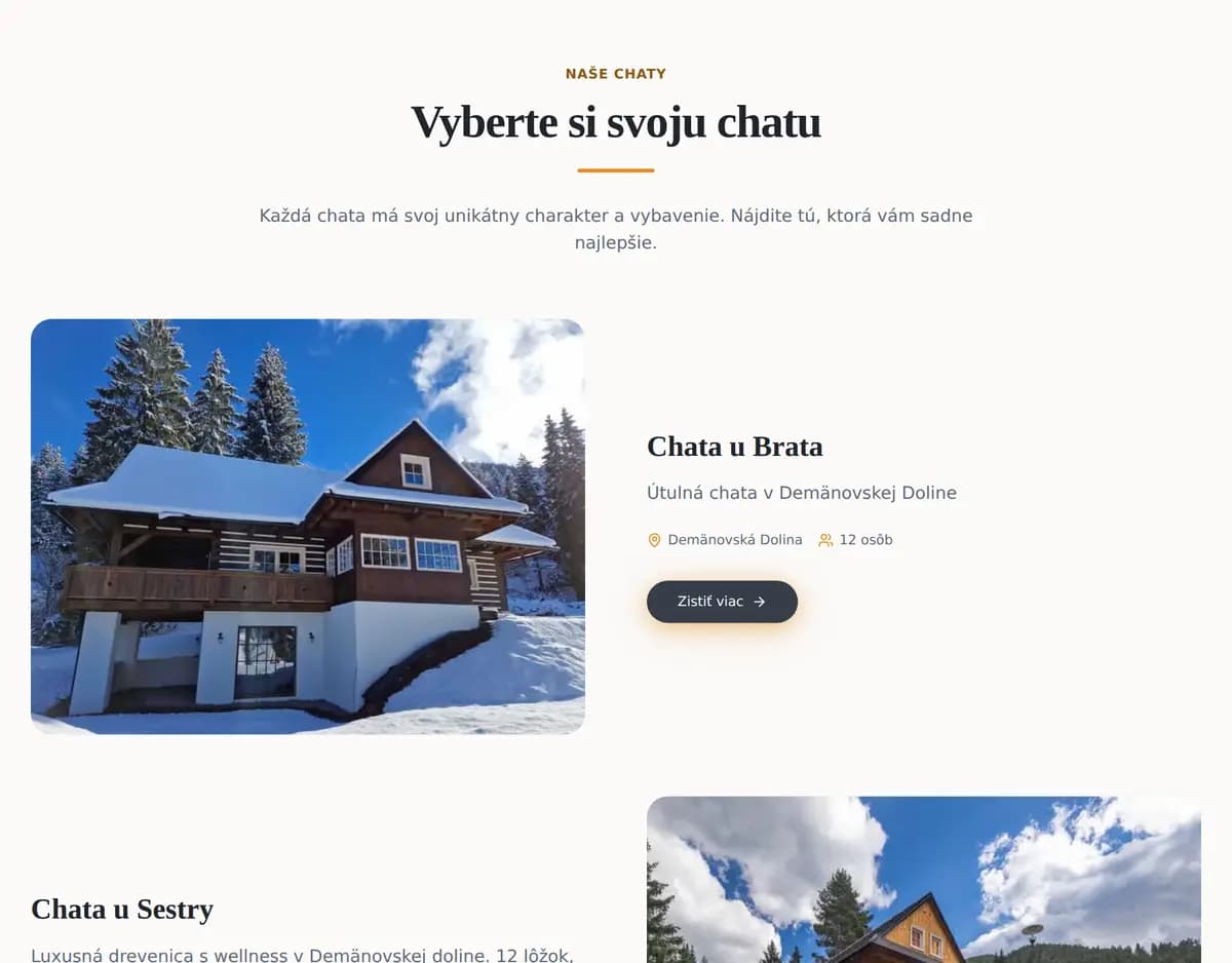 Výber chaty na webe Chaty u Brata a Sestry